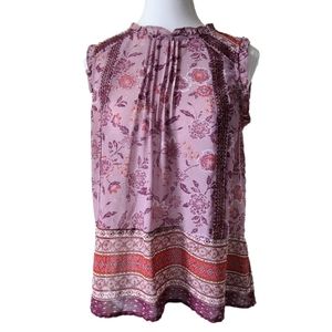 Knox Rose Floral Sleeveless Blouse Small Boho Flowy Top Lightweight Feminine
